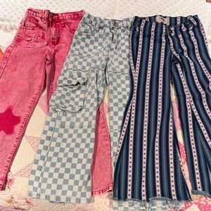 Qty 3 little girls size 6 wide leg denim